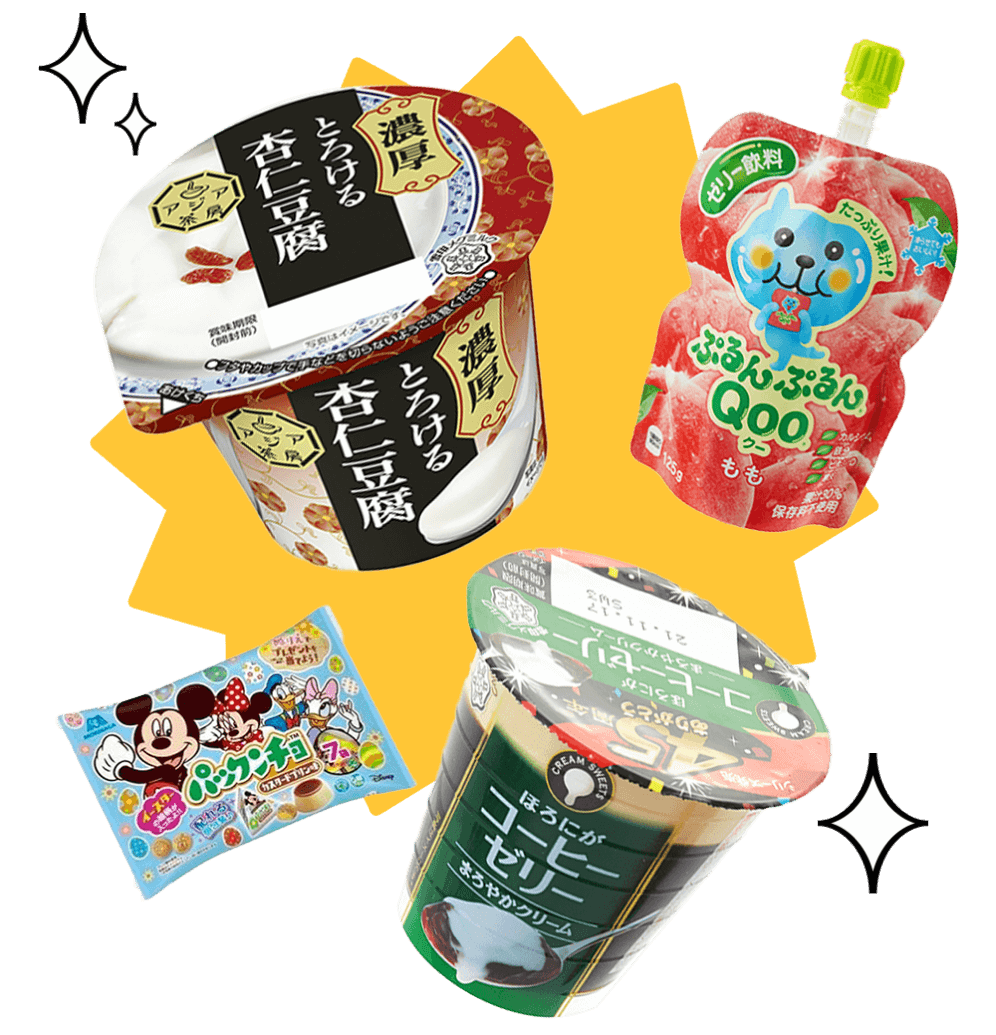 Japanese dessert snack featuring jelly and Qoo drink, part of TokyoTreat's monthly box assortment.