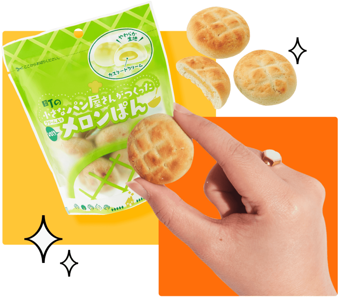 A bag of melonpan snacks.